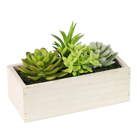 Lifelike Plant in Rustic Wooden Pot