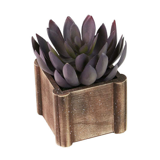 Lifelike Plant in Rustic Wooden Pot