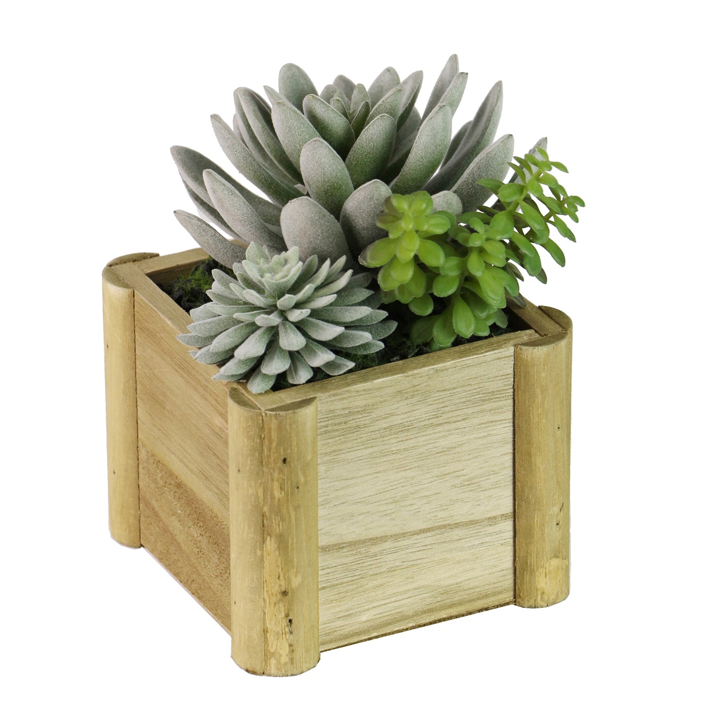 Lifelike Plant in Rustic Wooden Pot